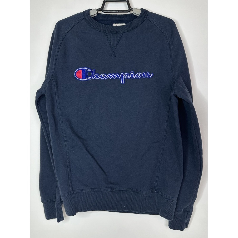 Champion Sweatshirt Men's Medium Crew Neck Long Sleeve Athleisure Pullover Blue‎